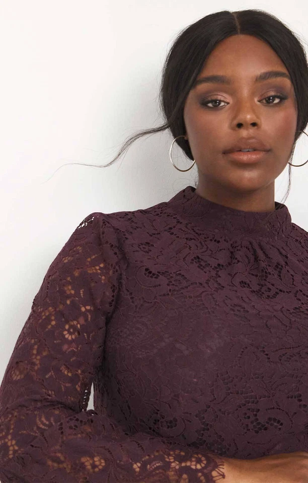 Simply Be Womens Purple Midi Lace Dress High Neck RRP £95 - Image 3 of 3