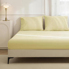 100 Washed Cotton 3 Pieces Full Fitted Sheet Set,Linen like Cozy Soft Breatha