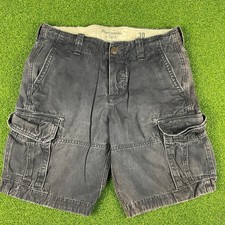 Y2K Abercrombie Fitch Washed Black Twill Paratrooper Baggy Cargo Shorts Sz 30
