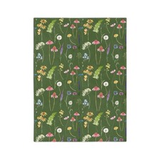 Wildflower Meadow Green Velveteen Blanket