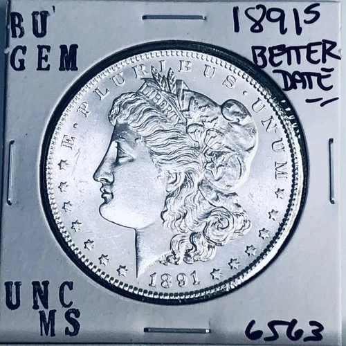 1891 S BU GEM MORGAN SILVER DOLLAR UNC MS+++ U.S. MINT RARE COIN 6563
