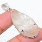 Rose Quartz Gemstone Handmade 925 Sterling Silver Jewelry Pendant 1.89" k504