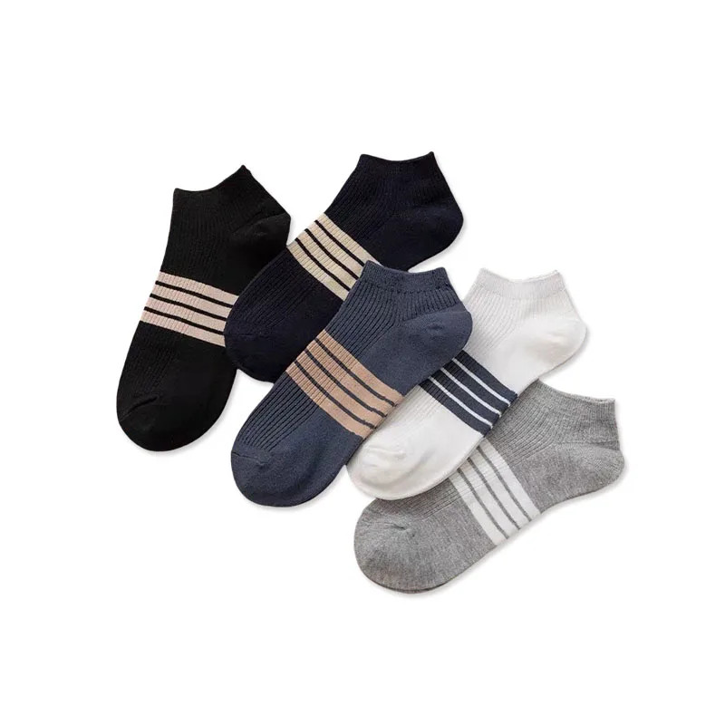 5 Pairs Multicolored Men's Ankle Socks with Stripes, Personalized, Stylish, Simp
