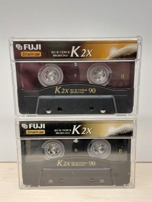2x FUJI K 2x 90 *UNBESCHRIFTET+Sticker* TYPE 2 IEC II Kassette Cassette