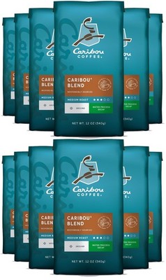 Caribou Coffee DECAF Caribou Blend Ground Coffee Medium Roast 12 Bags, DEC/2026