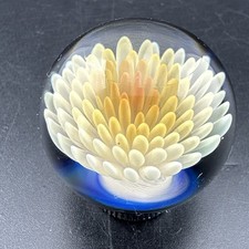 Contemporary Handmade Art Glass Marble 1.17" Densely Fumed Implosion MIB Orange