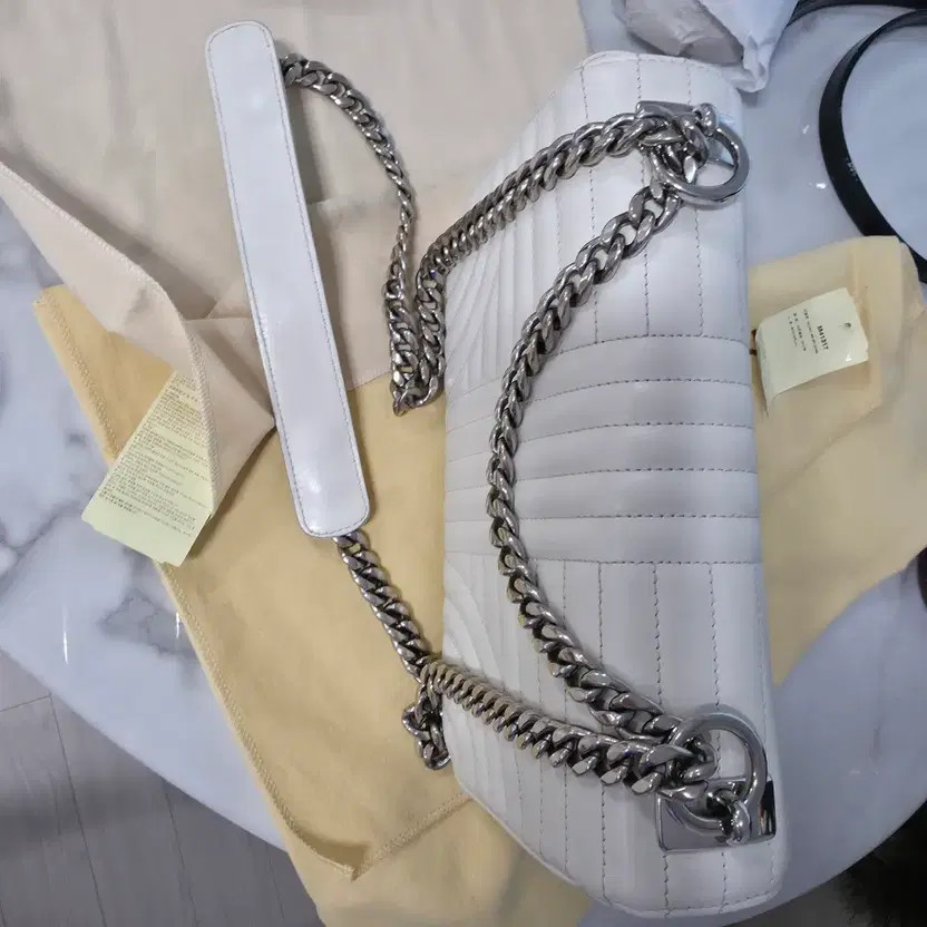 Prada Diagram White Leather Chain Shoulder Bag thumbnail 8