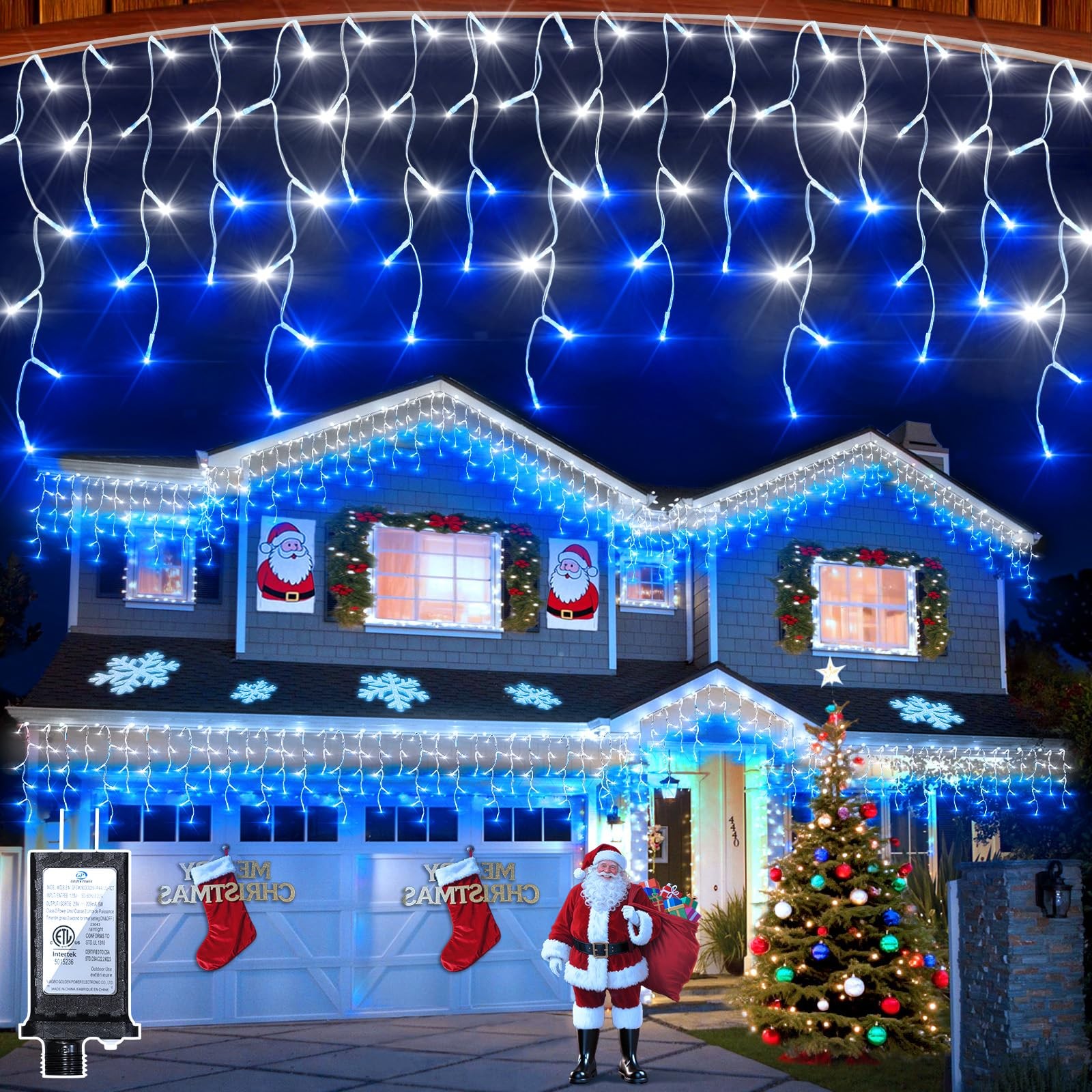 1620 LED Christmas Lights with 360Drops, 164ft 12 Modes Blue and White Outdoo...