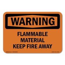 Flammable Material Keep Fire Away ANSI Warning Sign Metal Plastic Decal