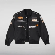 McLaren F1 Racing Embroidered Jacket – Black Bomber Style