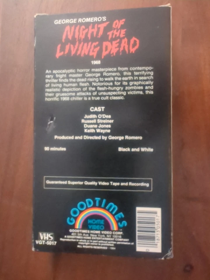 Night of the Living Dead (VHS, 1984) Horror Good Times Release - Image 2 of 4