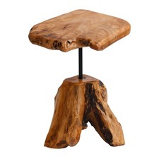 Natural Edge Cedar Stump Side Table with Tree Root Base - Unique Handmade Woo...