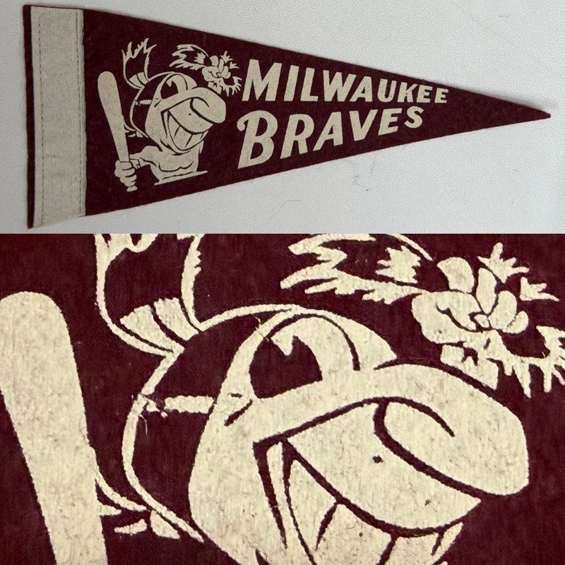 1950’s  Milwaukee Braves Wisconsin Atlanta  Mini Pennant 3.75x9
