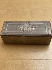 CONTINENTAL.ANTIQUE SILVER SNUFF BOX,TURN ENGINE ENGR.HALLMARKS.MONOGRAM E F