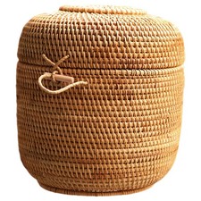 Weaving Rattan Tea Leaf Storage Basket Round Fruit Basket Table Storage Basket