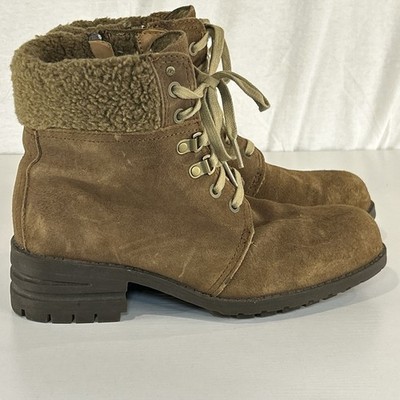 CAT Caterpillar Cora Fur Ankle Winter Boots Womens Size 9 EU 40 BrownLeather Zip