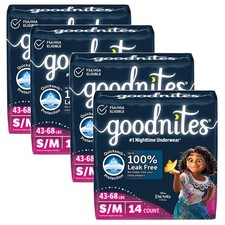 Goodnites Girls' Nighttime Bedwetting Underwear, Quicksorb, S/M, 56 Count