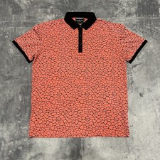 Barabas Men's Short Sleeve Polo Shirt Size XL Salmon/Black With Print