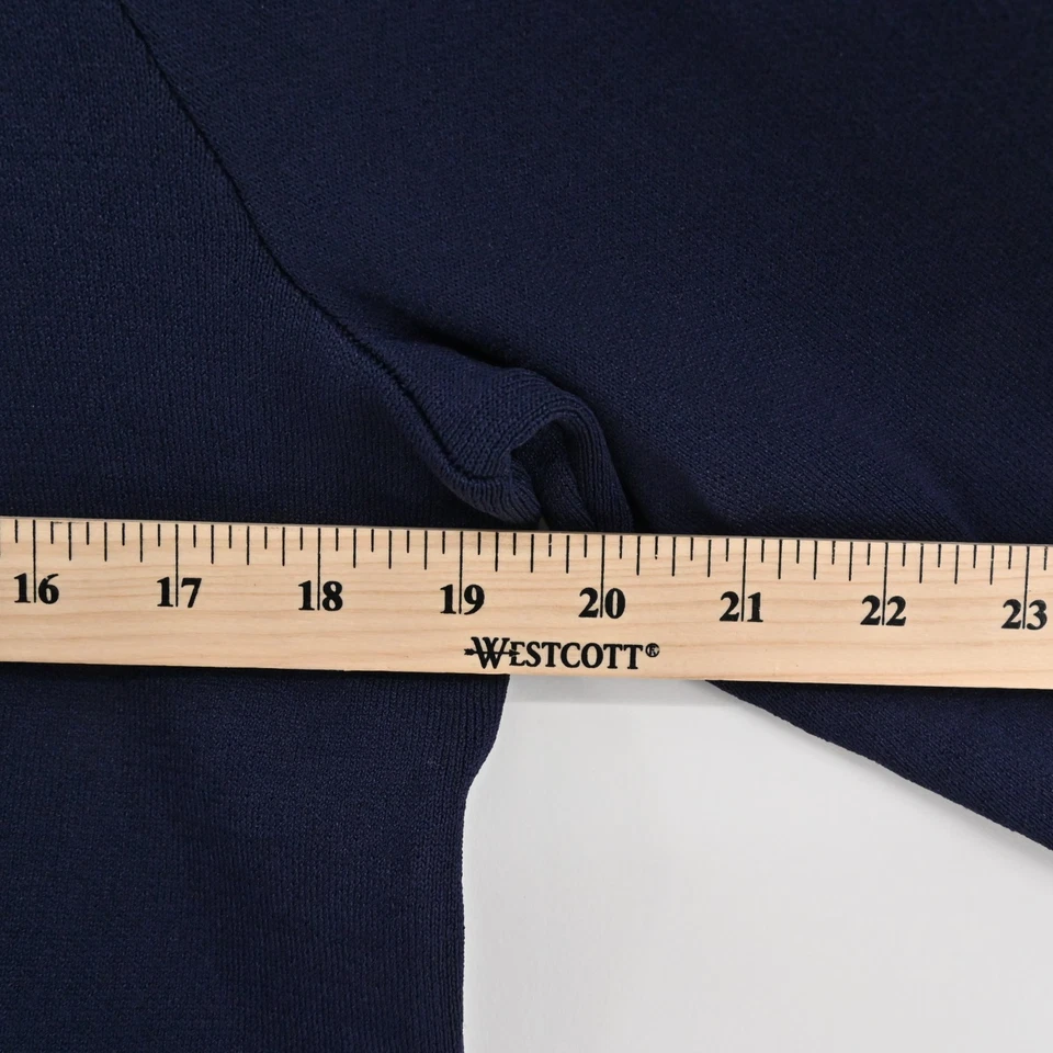 Cárdigan suéter Shoshanna para mujer talla S azul marino blanco ribete festoneado tejido corto Foto 3 de 4