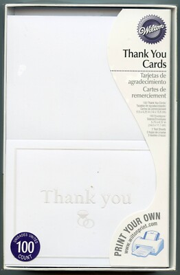 100 Wilton White Wedding ''Thank You Princess'' Cards with Envelopes Printable