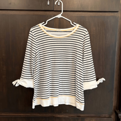 Hem & Thread Striped Top Tie Cuffs Size Large