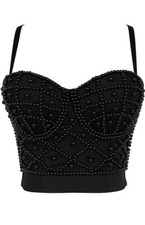 women corset top bra pearls beadet bustier crop