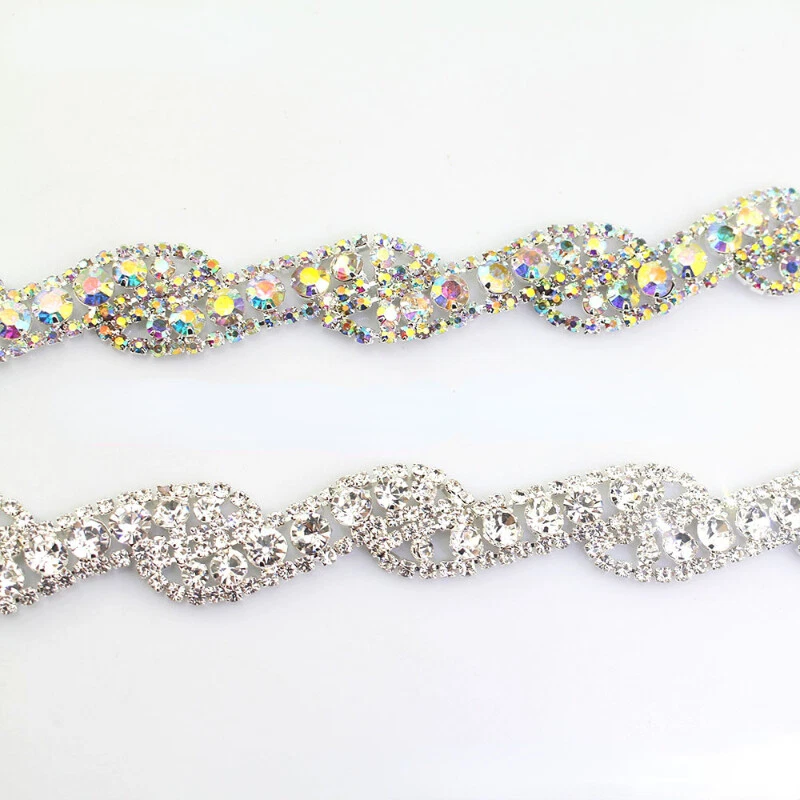 5 Yardas Cristal Estrás Cadena Borde Hágalo Usted Mismo Vestido de Boda Cinturón Apliques Coser Artesanía Foto 2 de 4