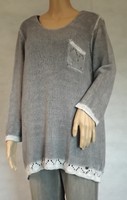 Gina Laura L 44/46 Toller Pullover Langarm Oil-Washed Grau Grey Neu