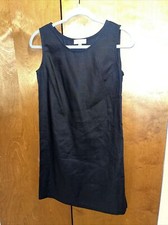 Gett Womens Dress Small Black Sleeveless Linen Shift Made In USA