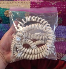 Vintage 12ft White Coiled Telephone Cord Consumer Electronics Accessories Parts