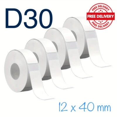 4 Rolls Label Maker Tapes for Printer Phomemo D30 12 X 40mm White Self-Adhesive