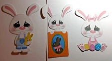 3D UPick Easter Bunnies Eggs Candy Basket   Scrapbook Card Embellishment