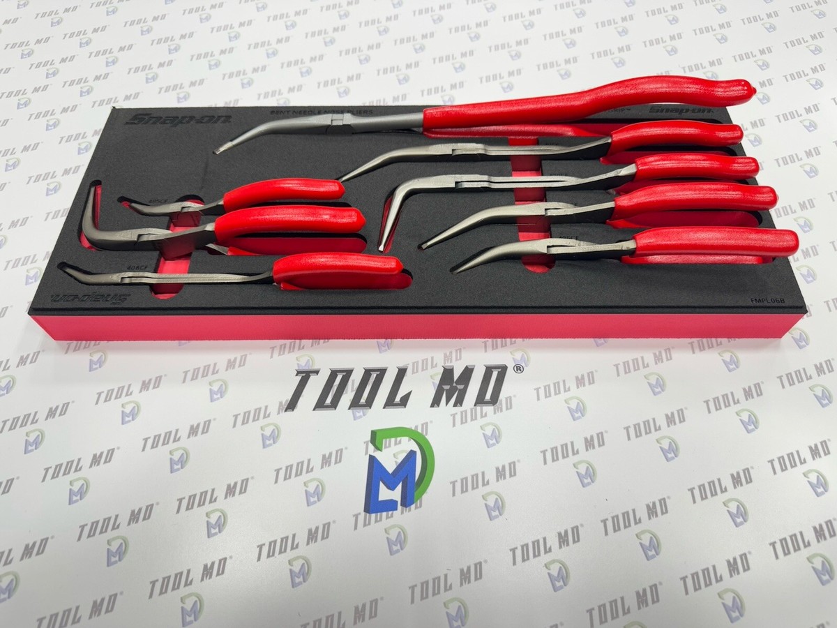 Snap-on Tools USA NEW RED 8pc Master Bent Needle Nose Pliers Foam