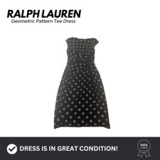 Ralph Lauren Women's Black Geometric Pattern T-Shirt Dress - Black