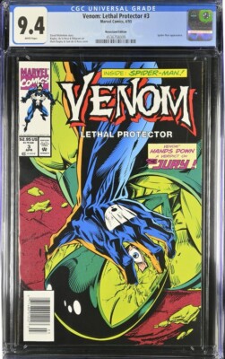 Venom Lethal Protector #3 newsstand CGC 9.4 W Marvel 1993 Bagley Spider-man