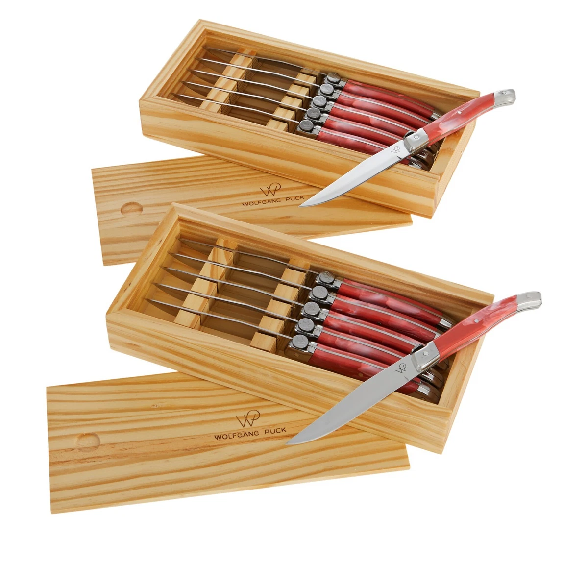 Wolfgang Puck 12-Piece Steak Knife Set with Wooden Gift Boxes