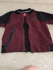 Boys Nike Jacket Size Medium Burgundy/black Zipper Thermal Jacket