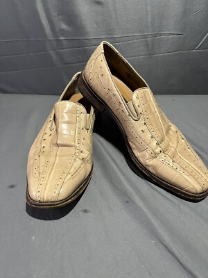 Stacy Adams Loafer Mens 10M Cream Beige Leather Casual Slip 