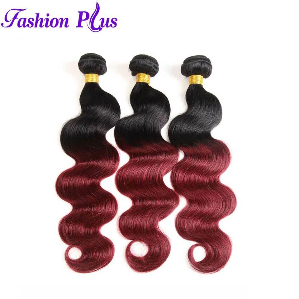 Paquetes de extensiones de cabello humano Ombre onda corporal trama de cabello virgen 1B/99J 1/3/4 piezas Foto 3 de 4