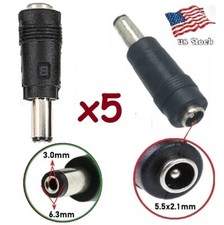 x5 DC Power 6.3x3.0mm Male Plug to 5.5x2.1mm Female Jack Adapter Connector B 
