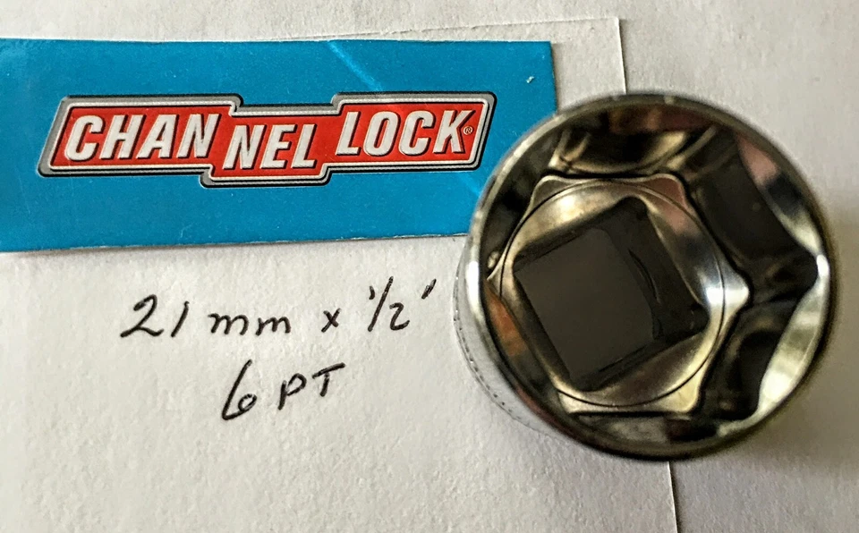 CHANNELLOCK  21 mm  x 1/2" DR  STANDARD METRIC  SOCKET  6 Pt Free USA Shipping - Image 2 of 4