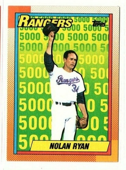 1990 Topps NOLAN RYAN Baseball Card #5 Texas Rangers Baseball Card