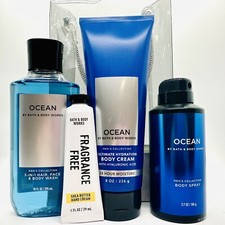 NEW SET OCEAN BATH  BODY WORKS MEN  S COLLECTION 5 PCS GIFT BAG CREAM WASH MIST