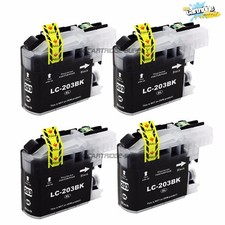 4PK LC203 XL Black Ink For Brother MFC-J460DW J480DW J680DW J485DW J880DW