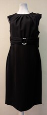 Chelsea Rose Dress SZ 10 Black sleeveless tank Belted 0178