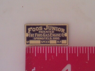 1/3 scale Foos Junior Engine Brass Name Plate tag Nameplate