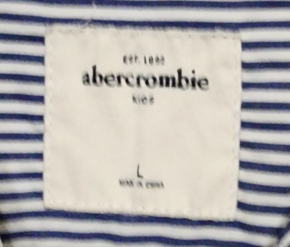 Abercrombie Kids Girl's Junior's Long Sleeve Button Down Stripe Shirt Blue/White - Image 3 of 3