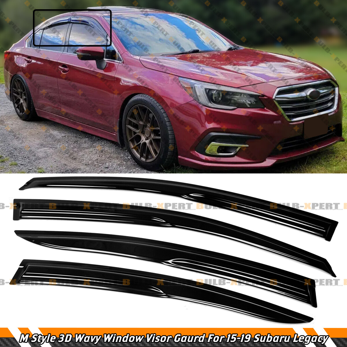 JDM 3D Wavy Window Visor Rain Guard Deflector For 2015-19 6th Gen