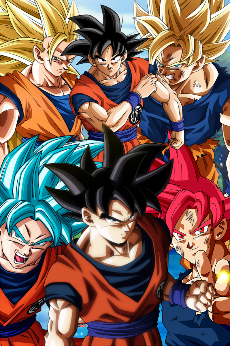 Dragon Ball Super SSJ Blue Goku Collage 18in x 12in Free Shipping