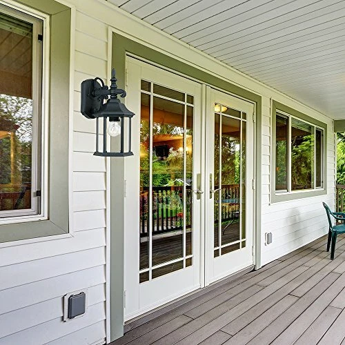 2961-BK Outdoor Wall Lantern, Black Cast Iron - Picture 2 of 4